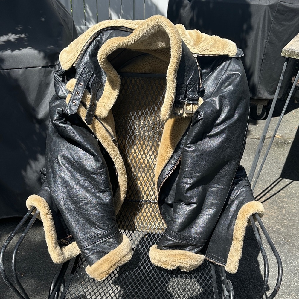 Vintage Wilda Black Leather Jacket with Tan Lining